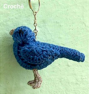 Azulão - chaveiro Pássaros Caparaó crochê