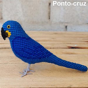 Arara-azul - miniatura Pássaros Caparaó ponto-cruz
