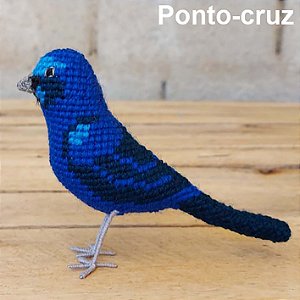 Azulão - miniatura Pássaros Caparaó ponto-cruz