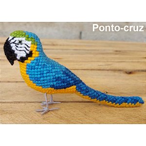 Arara-canindé - miniatura Pássaros Caparaó ponto-cruz