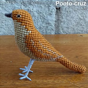 Rouxinol-europeu - miniatura Pássaros Caparaó ponto-cruz