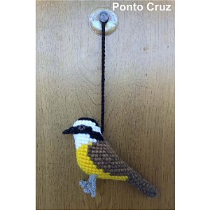 Bem-te-vi - miniatura com ventosa Pássaros Caparaó ponto-cruz