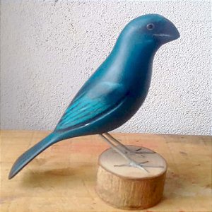 Azulão - Miniatura em madeira Valdeir José
