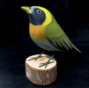 Saíra-de-papo-preto - Miniatura em madeira Valdeir José