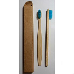 Escova dental biodegradável haste de bambu - AZUL