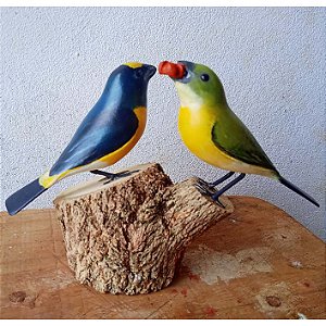 Fim-fim casal - Miniatura madeira Valdeir José