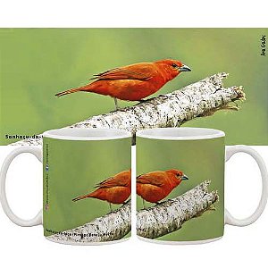 Sanhaço-de-fogo - caneca de porcelana Ana Gadini