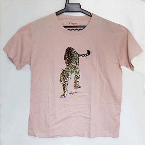 Onça-pintada - Camiseta Gustavo Marigo - salmão - G / PONTA DE ESTOQUE