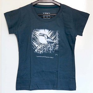 Tucano-de-bico-preto - Camiseta babylook Gustavo Marigo - cinza-chumbo - P