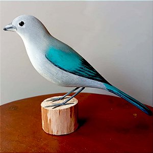 Sanhaço-cinzento - Miniatura madeira Valdeir José