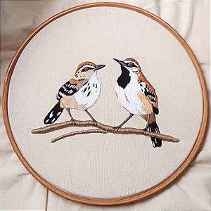 Tem-farinha-aí casal - Bordado a Mão em Bastidor - Bordando Aves