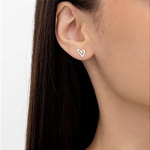 BRINCO CORAÇÃO ASSIMETRICO PRATA 925