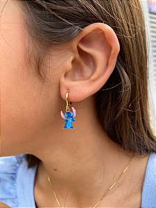 CONJUNTO STITCH - BANHADO A OURO 18K