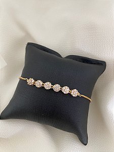 PULSEIRA FLOR CRAVEJADA CRISTAL - PREMIUM BIJUTERIAS