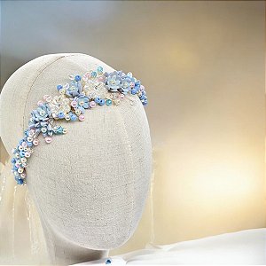 Tiara Maju Azul com rosa