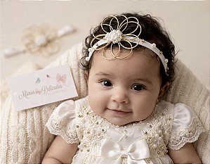 Tiara Flor Fio Dourado