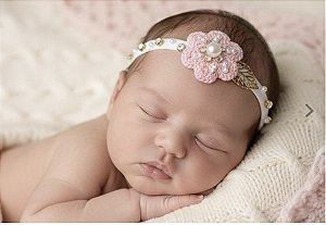 Tiara Flores Crochê baby