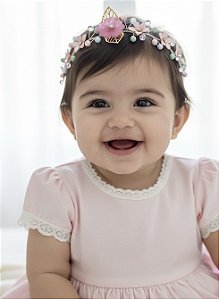 Tiara Jardim Das Flores Rosa