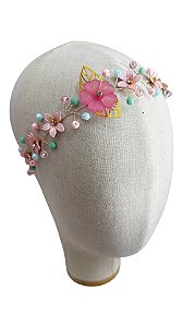 Tiara Jardim Das Flores Rosa