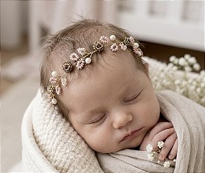 Tiara De Luxo Folhagem Rose