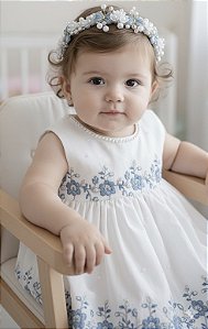 Tiara Várias Borboletas Azul e Branco