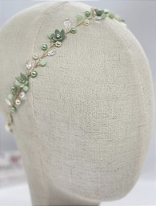 Tiara Cristal Flores Verde