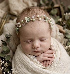 Tiara Cristal Flores Verde