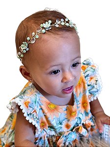 Tiara Cristal Flores Verde
