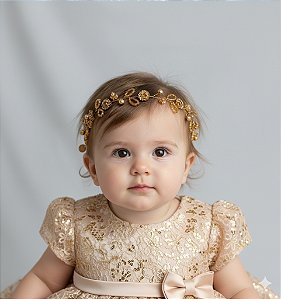 Tiara de Luxo Folhagem Dourada