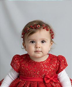 Tiara de  Luxo Folhagem Vermelha