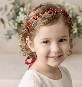 Tiara de Luxo Folhagem Vermelha
