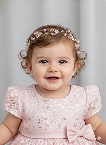 Tiara de Flores Luxo Elegante Rosa