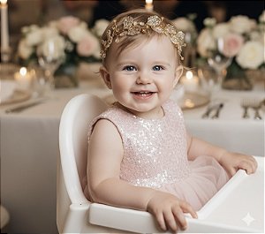 Tiara Cristal folhas Dourada