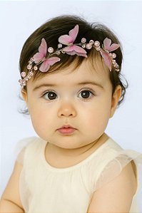 Tiara Borboleta Rose Jardim