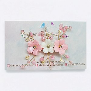 Laço Flores Rosa com Branco
