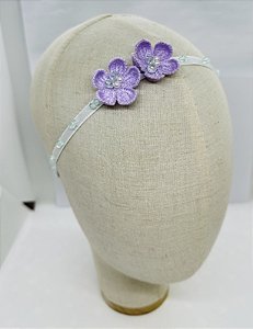 Tiara Crochê Flor lilás