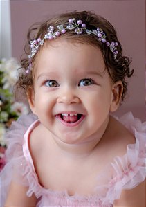 Tiara de Flores luxo Elegante Lilás