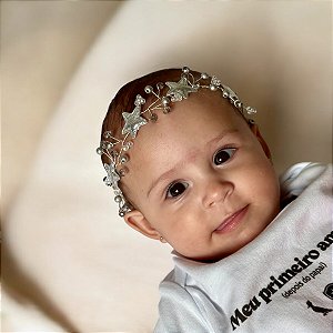 Tiara Cristal Estrela Prata