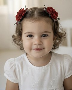 Par Laço Baby Flor Vermelha