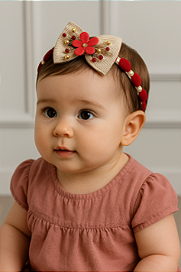 Tiara Natal Botões Vermelho