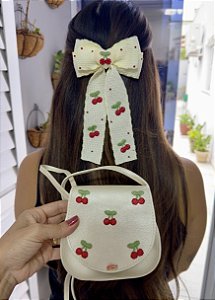 Kit Bolsa e Laço Cereja