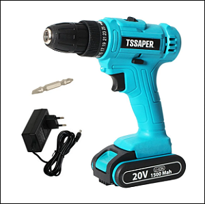 Furadeira e Parafusadeira 3/8 com Bateria 20v e fonte Bivolt TPA20