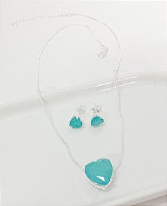 Conjunto coração fusion azul