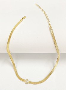 Choker fita círculo cravejado