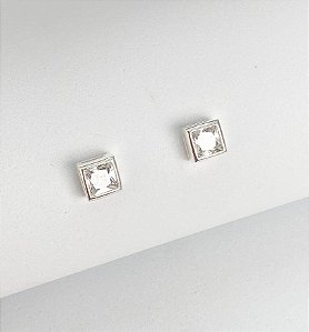 Brinco quadrado zirconia