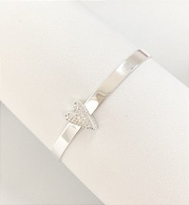 Bracelete liso coração cravejado