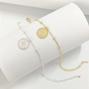 Pulseira bolinhas São Bento cravejado