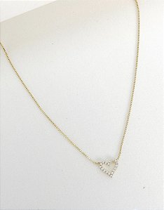 Colar coração vazado cravejado mini
