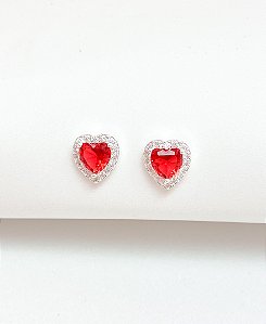 Brinco coração pedraria marsala
