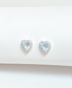 Brinco coração pedraria azul serenity